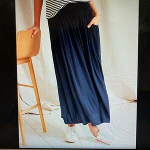 Garnet Hill Favorite Maxi Knit Skirt Deep Navy Lagenlook Minimalist S